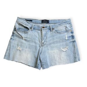 LUCKY BRAND Women’s Light Blue Wash The Bermuda Distressed Jean Shorts Size 10 /
